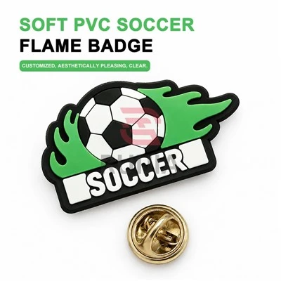 Soft PVC Soccer Flame Badge